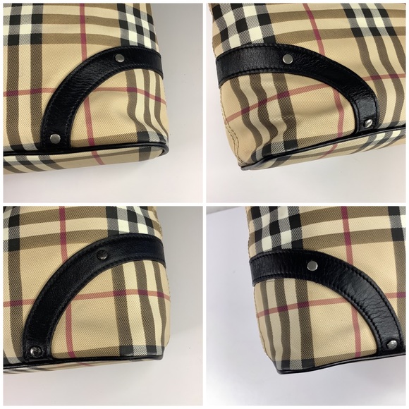 🛍BURBERRY Vintage Black Coated Canvas(PVC) House Check Tote Bag🛍 - Picture 4 of 8
